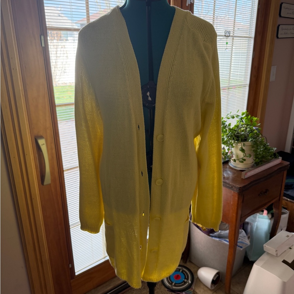 QVC/Girl With Curves V-Neck Cardigan in Lemon